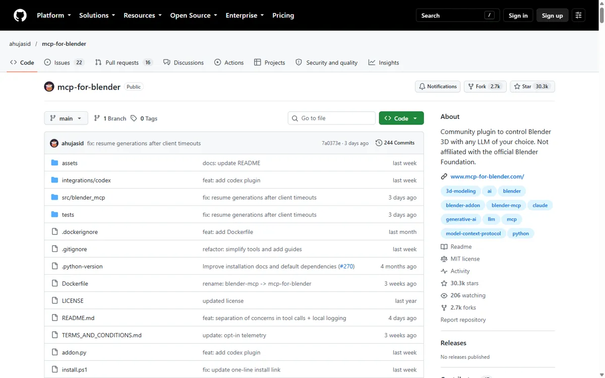 mcp-for-blender GitHub repository