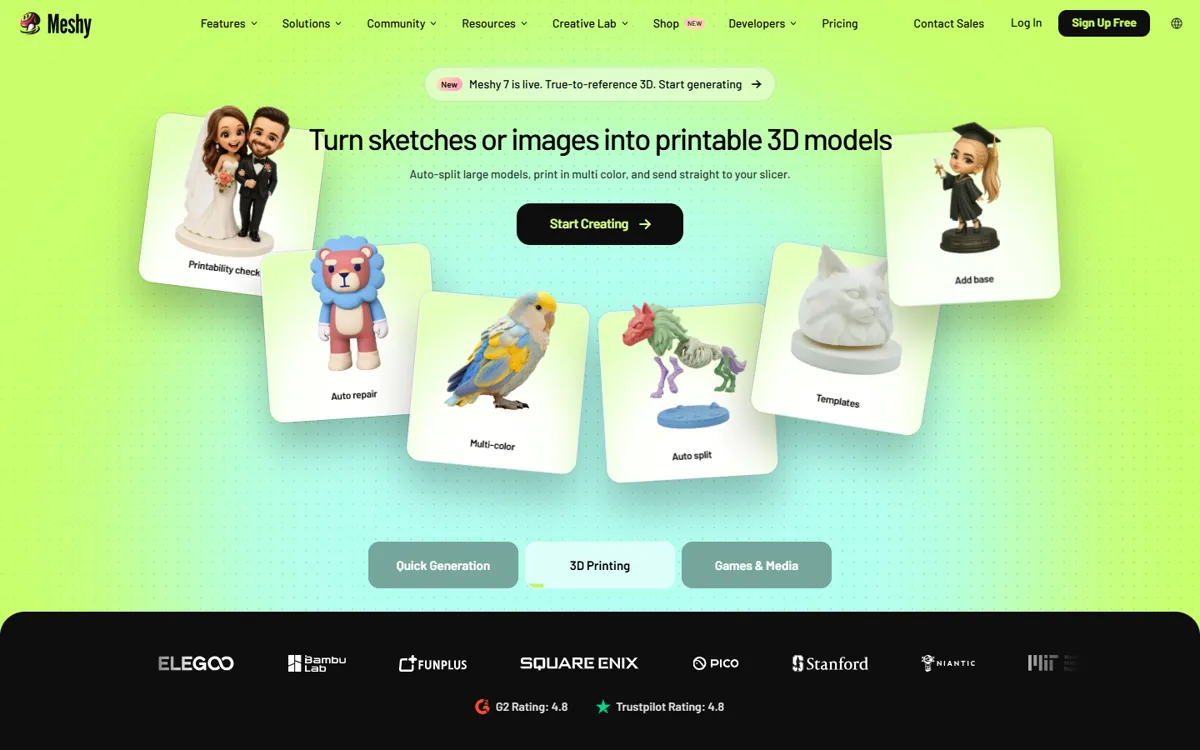 Meshy home page