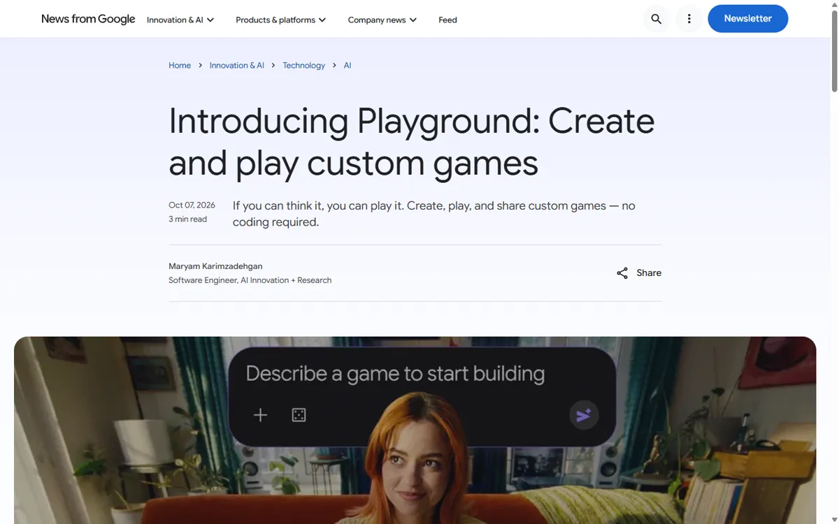 Google blog post introducing Playground