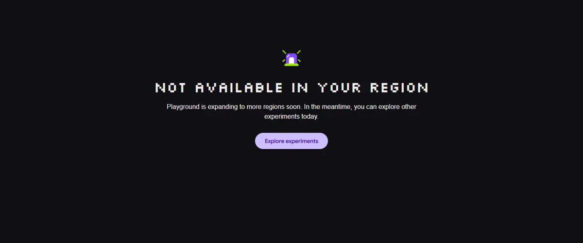 Playground "Not available in your region" page